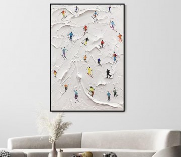  Sport Pintura Art%C3%ADstica - Esquiador en una montaña nevada, arte de pared, deporte, nieve blanca, decoración de la habitación de esquí de Knife 23